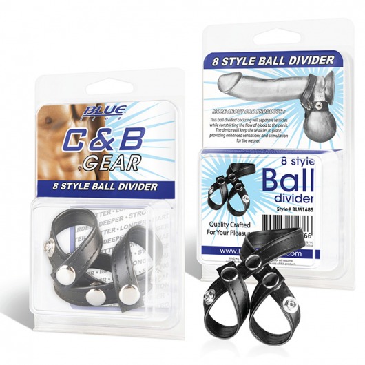 Разделитель мошонки из искусственной кожи на клепках 8 STYLE BALL DIVIDER - BlueLine - купить с доставкой в Балашихе