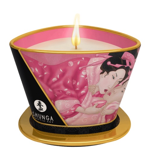 Массажная свеча Rose Petals с ароматом розы - 170 мл. - Shunga - купить с доставкой в Балашихе