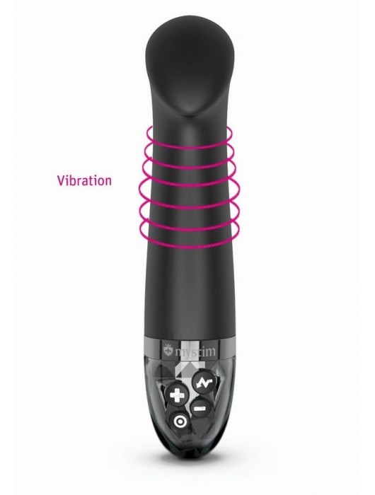 Черный вибратор с функцией электростимуляции Right on Ron - 17 см. - MyStim - купить с доставкой в Балашихе