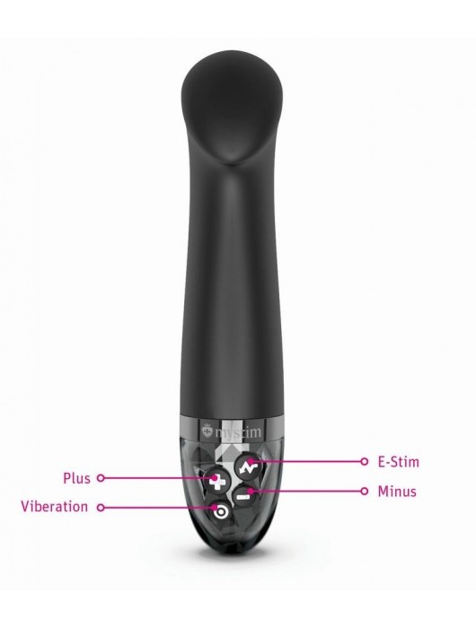 Черный вибратор с функцией электростимуляции Right on Ron - 17 см. - MyStim - купить с доставкой в Балашихе