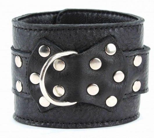 Чёрные наручники  из кожи с пряжкой - БДСМ Арсенал - купить с доставкой в Балашихе