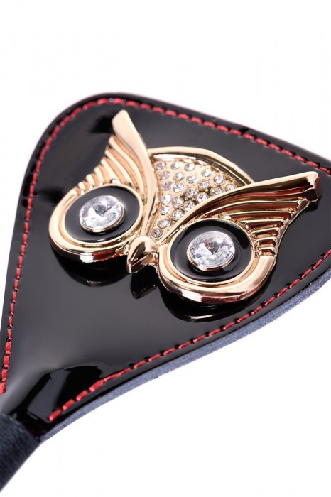 Чёрный стек с совой на кожаном наконечнике - 24 см. - ToyFa - купить с доставкой в Балашихе