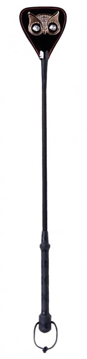 Чёрный стек с совой на кожаном наконечнике - 24 см. - ToyFa - купить с доставкой в Балашихе