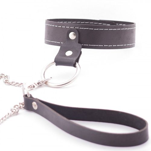 Узкий однослойный ошейник с поводком - Crazy Handmade - купить с доставкой в Балашихе