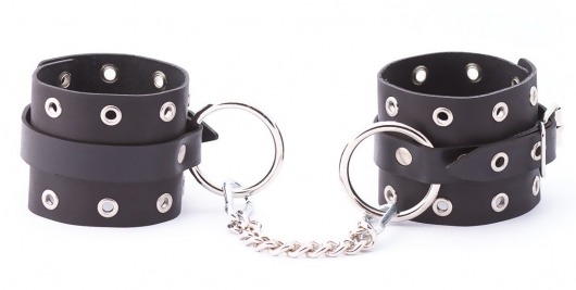 Черные кожаные оковы с люверсами - Crazy Handmade - купить с доставкой в Балашихе