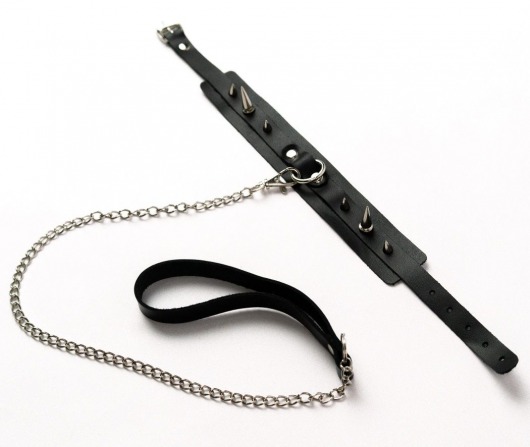 Черный ошейник с шипами и поводком - Crazy Handmade - купить с доставкой в Балашихе
