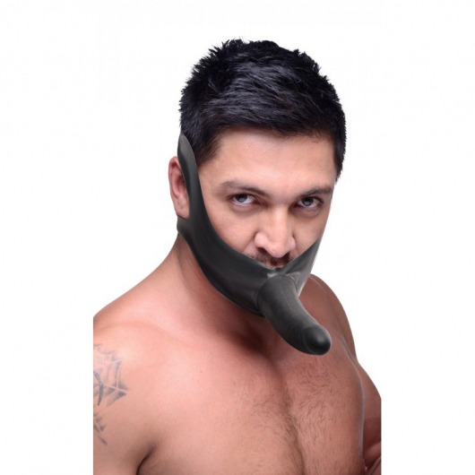 Черный кляп-страпон Masters Mini Face Fuck Strap-On - 14 см. - XR Brands - купить с доставкой в Балашихе