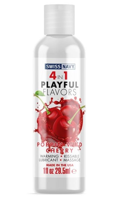 Массажный гель 4-в-1 Poppin Wild Cherry с ароматом вишни - 29,5 мл. - Swiss navy - купить с доставкой в Балашихе