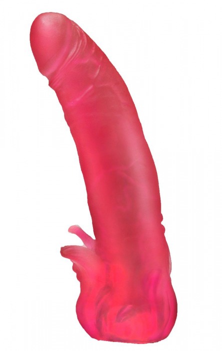 Розовая насадка для страпона с клиторальными лепестками - 18,5 см. - LOVETOY (А-Полимер) - купить с доставкой в Балашихе