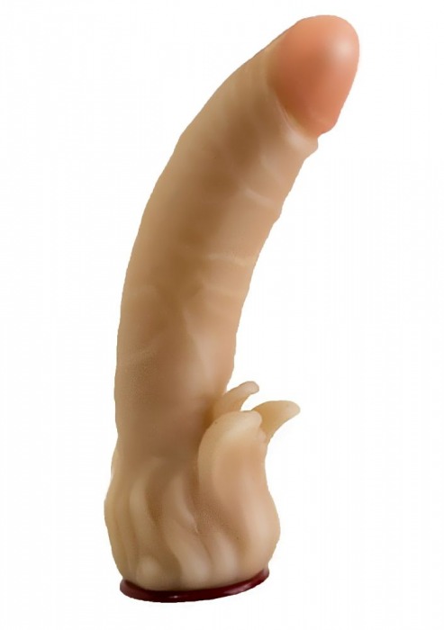 Телесная гелевая насадка-фаллос с клиторальными лепестками - 18,5 см. - LOVETOY (А-Полимер) - купить с доставкой в Балашихе