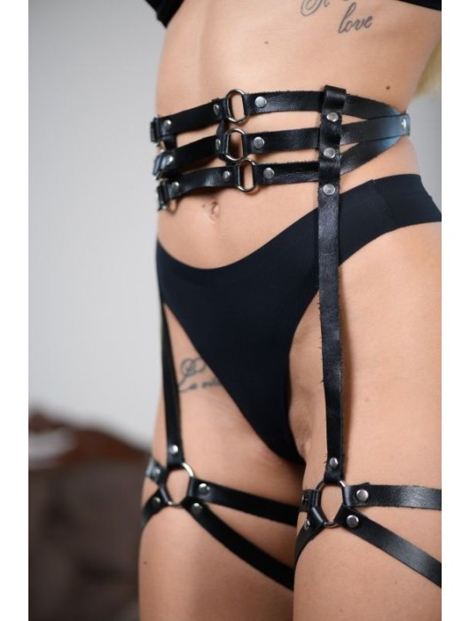 Кожаные гартеры на поясе Esteria - БДСМ Арсенал - купить с доставкой в Балашихе