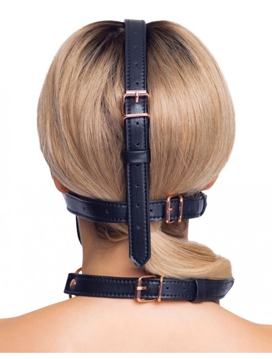 Черный намордник с кляпом-шаром Head Harness With A Gag - Orion - купить с доставкой в Балашихе