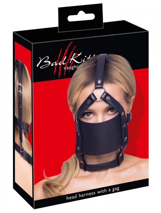 Черный намордник с кляпом-шаром Head Harness With A Gag - Orion - купить с доставкой в Балашихе