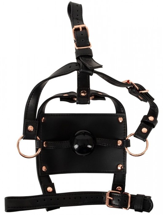 Черный намордник с кляпом-шаром Head Harness With A Gag - Orion - купить с доставкой в Балашихе
