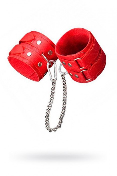 Кожаные красные оковы с цепочкой - Sitabella - купить с доставкой в Балашихе