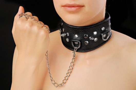 Чёрный ошейник из кожи - Sitabella - купить с доставкой в Балашихе