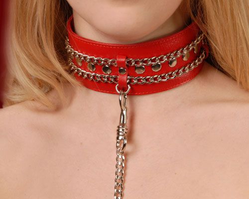 Красный ошейник с цепочками - Sitabella - купить с доставкой в Балашихе