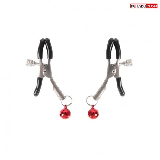 Серебристые зажимы на соски с шариками - Notabu - купить с доставкой в Балашихе