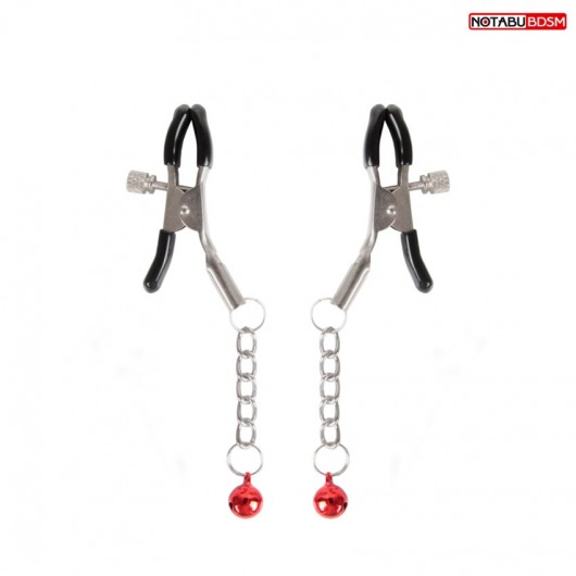 Серебристые зажимы на соски с шариками на цепочках - Notabu - купить с доставкой в Балашихе
