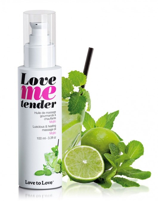 Съедобное согревающее массажное масло Love Me Tender Mojito с ароматом мохито - 100 мл. - Love to Love - купить с доставкой в Балашихе