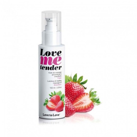 Съедобное согревающее массажное масло Love Me Tender Strawberry с ароматом клубники - 100 мл. - Love to Love - купить с доставкой в Балашихе