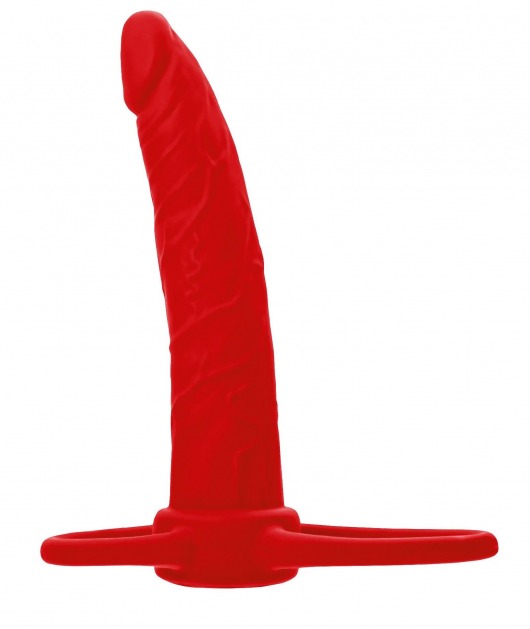Красная насадка на пенис для двойного проникновения Black Red - 16,5 см. - ToyFa - купить с доставкой в Балашихе