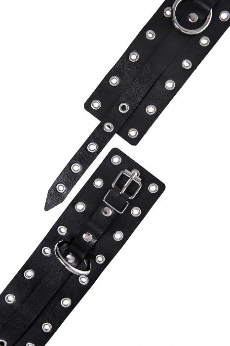 Черные кожаные однослойные оковы с люверсами - Pecado - купить с доставкой в Балашихе