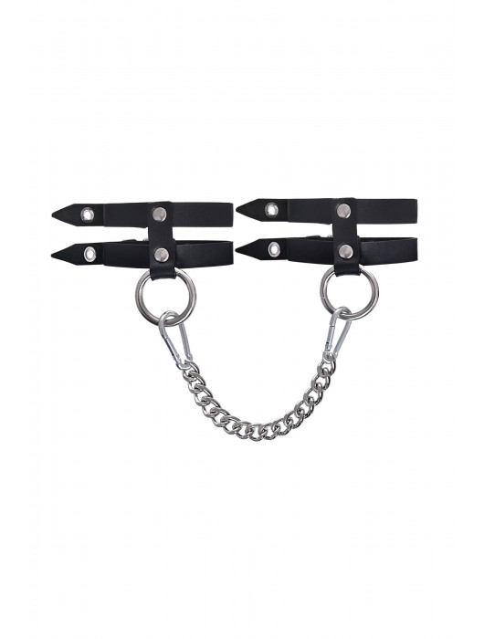 Черные однослойные кожаные оковы из двух ремешков - Pecado - купить с доставкой в Балашихе