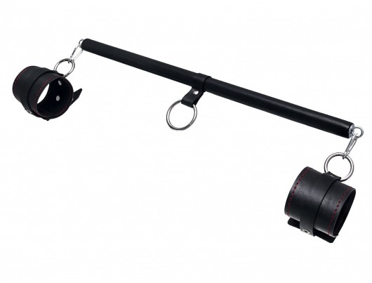 Черная распорка для ног с кожаными манжетами - Pecado - купить с доставкой в Балашихе