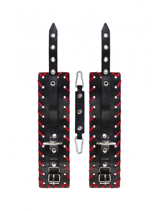 Черно-красные оковы из натуральной кожи - Pecado - купить с доставкой в Балашихе