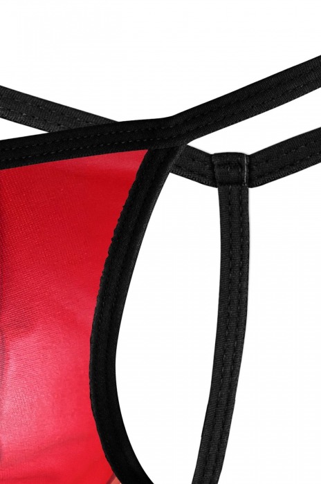 Красные трусы-стринги с черной окантовкой - Darkzone купить с доставкой