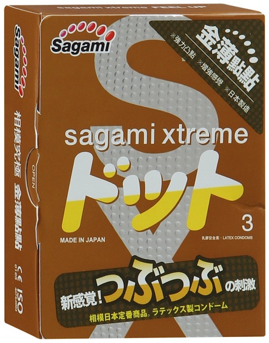 Презервативы Sagami Xtreme FEEL UP с точечной текстурой и линиями прилегания - 3 шт. - Sagami - купить с доставкой в Балашихе