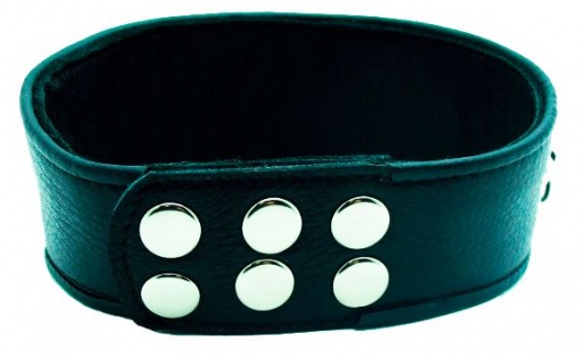 Чёрный кожаный ошейник с полукольцами и клёпками - БДСМ Арсенал - купить с доставкой в Балашихе