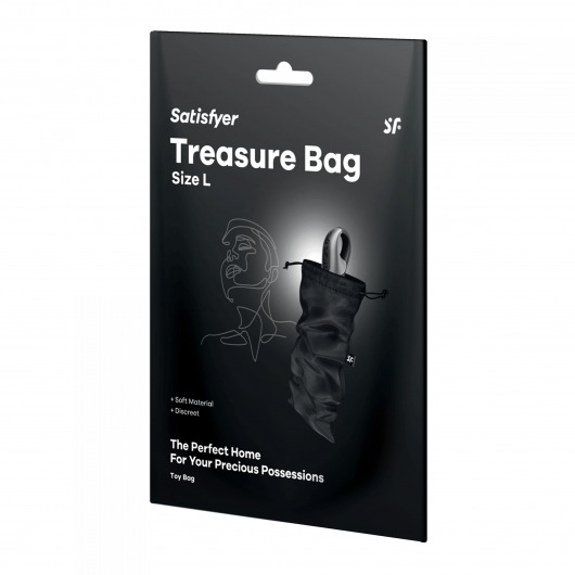 Черный мешочек для хранения игрушек Treasure Bag L - Satisfyer - купить с доставкой в Балашихе