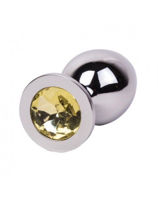 Большой стальной плаг с желтым кристаллом Sweet Lemon - 9,5 см. - Erotic Fantasy - купить с доставкой в Балашихе