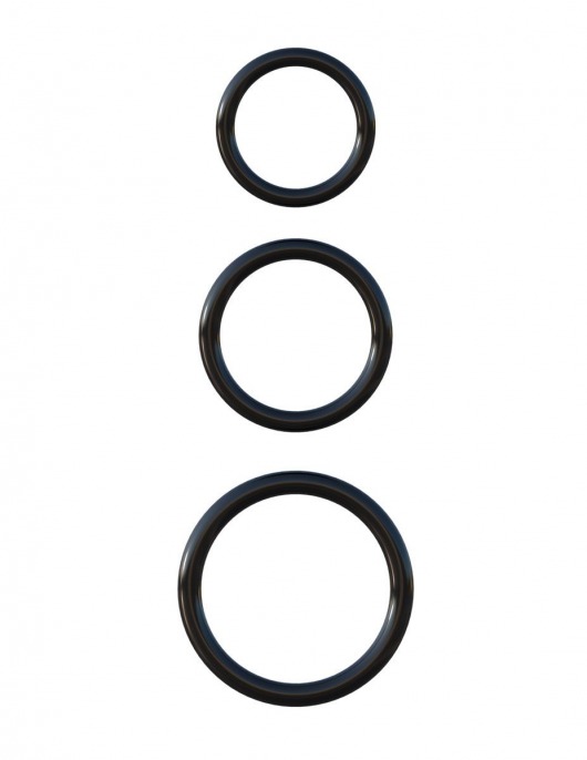 Набор из трех черных эрекционных колец Silicone 3-Ring Stamina Set - Pipedream - в Балашихе купить с доставкой