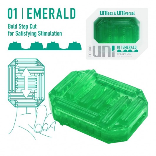 Зеленый мастурбатор-стимулятор Tenga Uni Emerald - Tenga - в Балашихе купить с доставкой