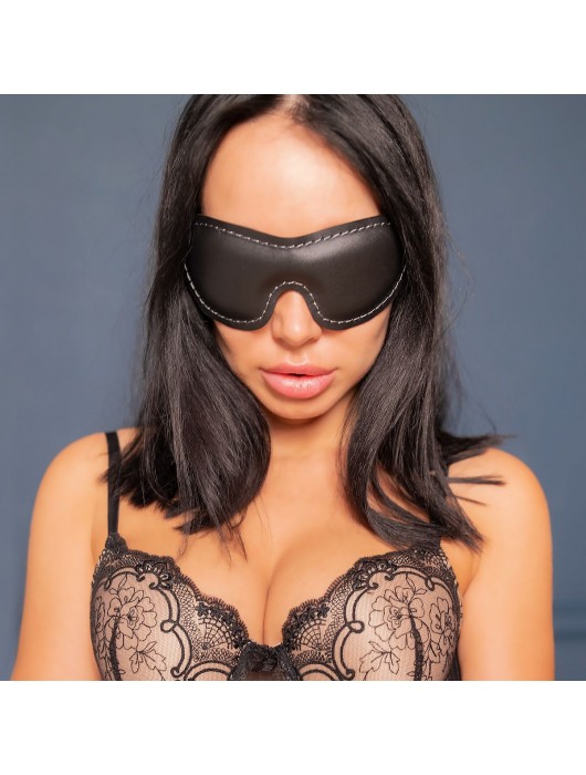 Черная мягкая закрытая маска из натуральной кожи - Crazy Handmade - купить с доставкой в Балашихе