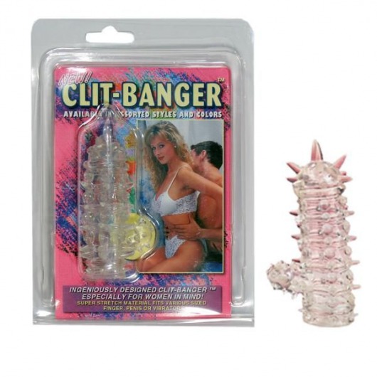 Прозрачная насадка с шипами и клиторальной шишечкой CLIT-BANGER SLEEVE IN CLEAR - Tonga - в Балашихе купить с доставкой