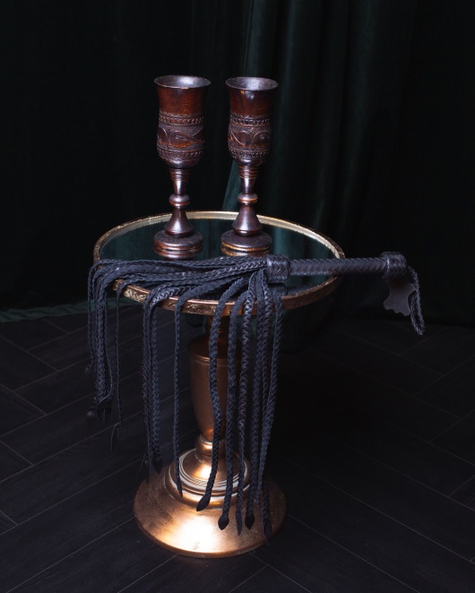 Черный плетёный флоггер Scandal из натуральной кожи - 78 см. - Scandal - купить с доставкой в Балашихе