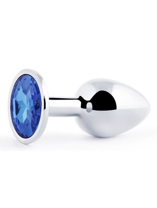 Анальное украшение BUTT PLUG  Small с синим кристаллом - 7 см. - Anal Jewelry Plug - купить с доставкой в Балашихе