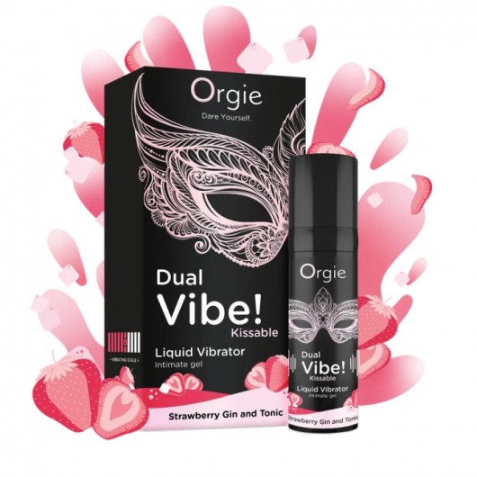 Съедобный жидкий вибратор Dual Vibe! со вкусом клубничного джина с тоником - 15 мл. - ORGIE - купить с доставкой в Балашихе