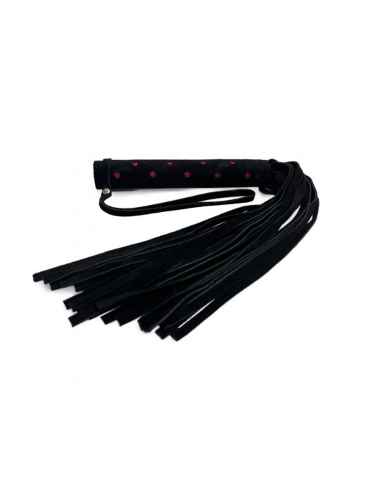 Черная замшевая плеть с красными точками на рукояти Red dot Princess - 43 см. - БДСМ Арсенал - купить с доставкой в Балашихе