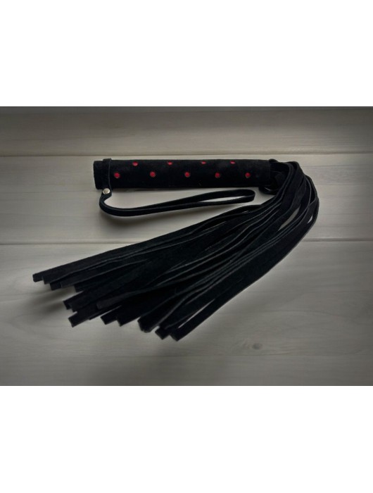 Черная замшевая плеть с красными точками на рукояти Red dot Princess - 43 см. - БДСМ Арсенал - купить с доставкой в Балашихе