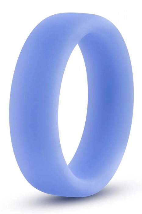 Голубое люминесцентное кольцо Silicone Glo Cock Ring - Blush Novelties - в Балашихе купить с доставкой