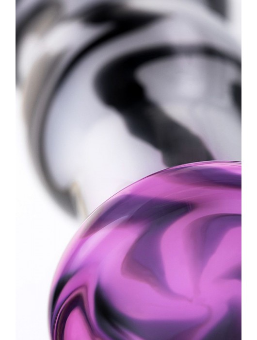 Белая анальная пробка из стекла с чёрными полосами - 11,6 см. - Sexus