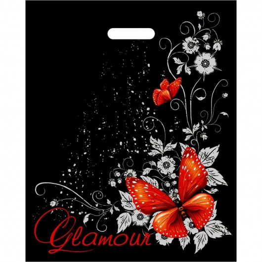 Черный пакет Glamour с вырубной ручкой (38х47 см) - Сима-Ленд - купить с доставкой в Балашихе