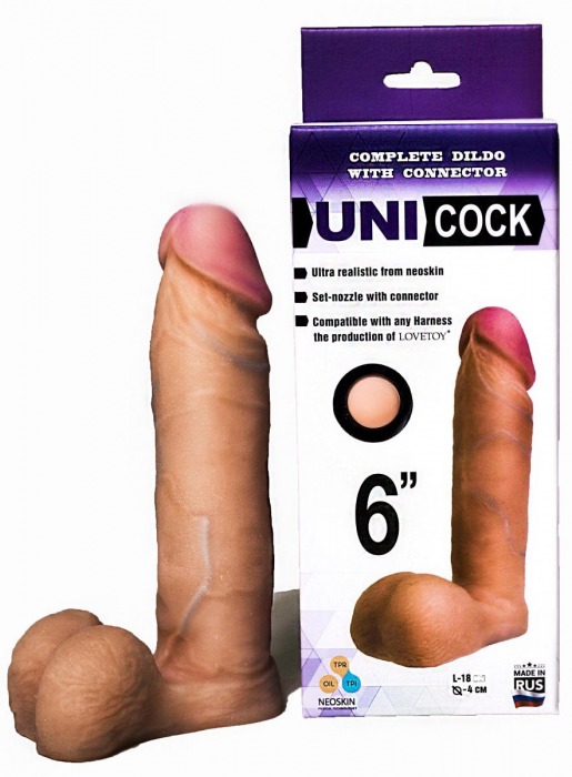 Насадка для страпона фаллической формы UNICOCK 6  - 18 см. - LOVETOY (А-Полимер) - купить с доставкой в Балашихе