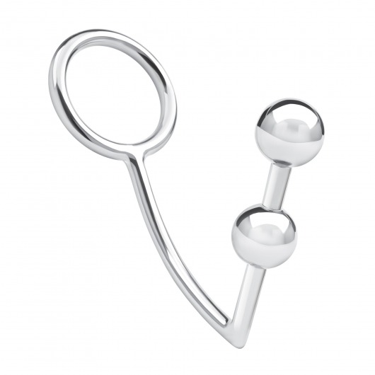 Кольцо на пенис с анальным стимулятором Two Bead Stainless Steel Anal Hook   Cock Ring - BlueLine - в Балашихе купить с доставкой