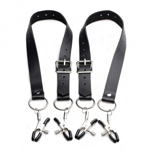 Ремни с зажимами для половых губ Spread Labia Spreader Straps with Clamps - XR Brands - купить с доставкой в Балашихе